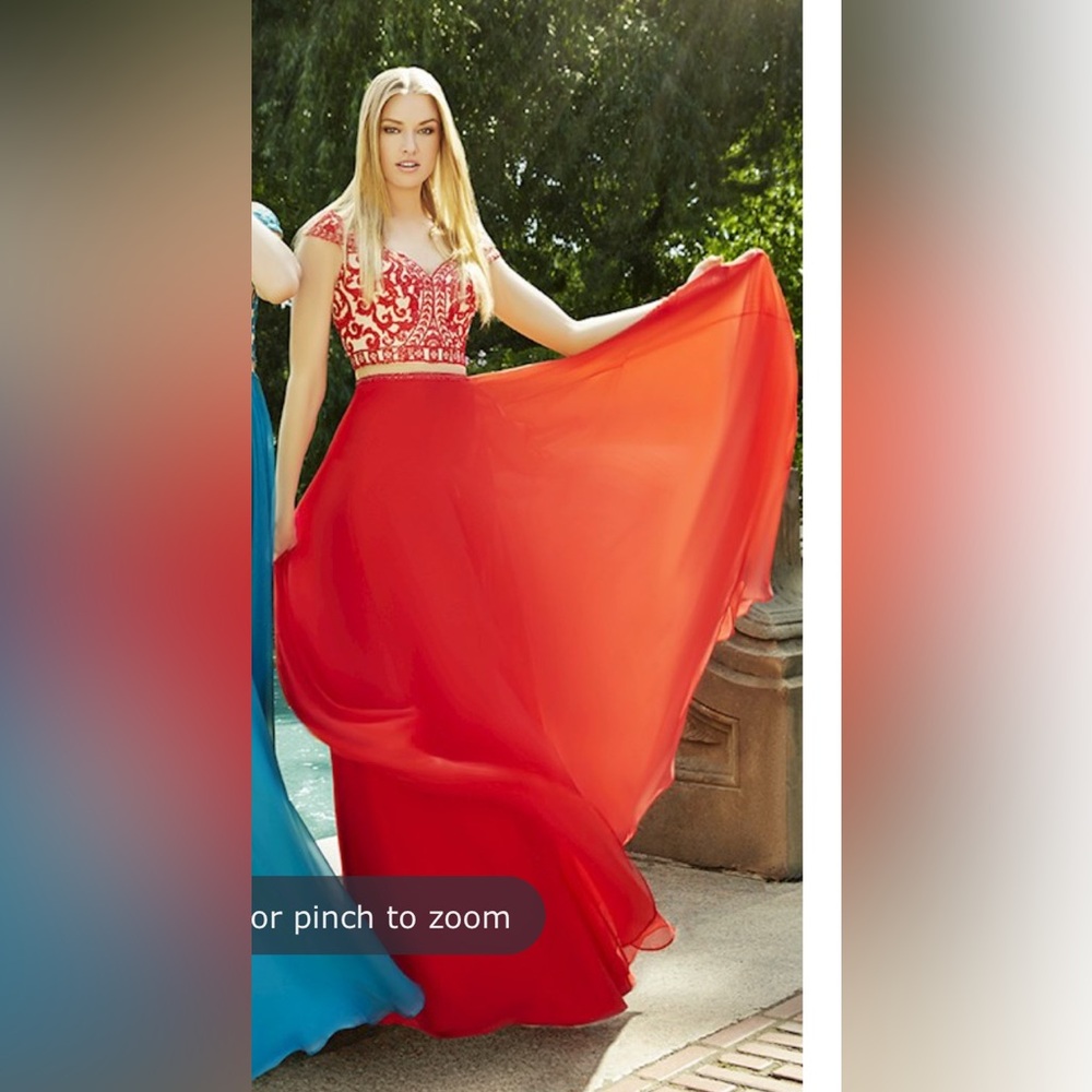 Val Stefani Vibrant Red Prom Dress